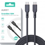 Câble noir USB-C vers USB-C 1,8 m avec puissance 100 W de Aukey