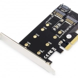Adaptateur PCIe pour SSD M.2 NGFF/NVMe pour SATA et NVMe