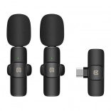 microphone lavalier sans fil usb‑c puluz pour android (kit double)
