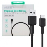 Câble AUKEY USB‑C vers USB‑A 0,9 m, 60 W PD, tressé en nylon, noir