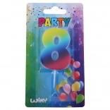 Bougie de fête arc-en-ciel numéro huit