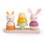 Bigjigs Baby jouet d’éveil en bois à empiler renard et lapin