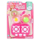 Set de vaisselle en plastique avec réchaud pour enfants