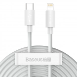 Baseus Simple Wisdom ensemble de câbles USB‑C vers Lightning 20 W PD, 1,5 m, blanc (2 pcs)