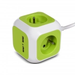 Bloc multiprise cubique avec 4x schuko et 2x USB, 1,4 m GREENBLUE Magic Cube