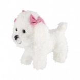 Chien en peluche avec petits nœuds 21 cm blanc