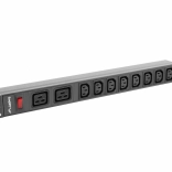 Lanberg multiprise PDU pour rack 19" 1U, 16 A, 8× C13 + 2× C19, entrée C20 – noir