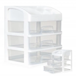 Organisateur de maquillage avec compartiments et tiroirs - blanc