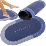 Tapis de bain antidérapant à séchage rapide BATHROOM, ovale, nuances de bleu 58 × 38 cm