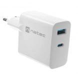 Chargeur Natec Ribera GaN 1X USB-A + 1X USB-C 45W blanc