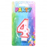 Bougie de fête chiffre 4 rouge