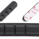 Organisateur de câbles en silicone autocollant, 3 fentes, noir