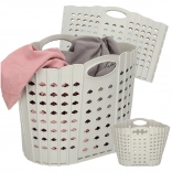 Panier à linge pliable avec poignées, gris