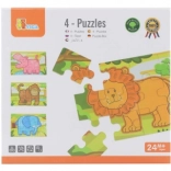 Puzzle en bois jungle – 4 animaux pour enfants dès 24 mois