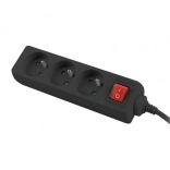 Rallonge 3 prises avec interrupteur, 3 m, noir, câble en cuivre
