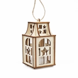 Lanterne en bois avec étoiles et bougie LED