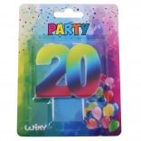 Bougie de fête Arc-en-ciel numéro 20