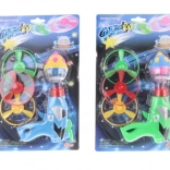 Pistolet lanceur avec hélices et toupie lumineuse