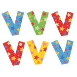 Lettre en bois V avec étoiles – Bigjigs Toys
