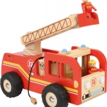 Camion de pompiers en bois SMALL FOOT avec échelle rotative et figurines