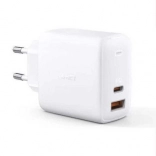 Chargeur secteur blanc Aukey Omnia GaN 2xUSB Power Delivery (1x USB-A + 1x USB-C) 65 W 5,4 A