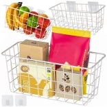 Panier mural en métal avec crochets adhésifs – organiseur filaire blanc