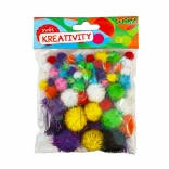 Pompons avec paillettes mixte tailles