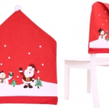 Housse de chaise de Noël rouge avec motif bonhomme de neige et Père Noël 60 × 48 cm
