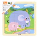 Puzzle en bois avec éléphants – 9 pièces