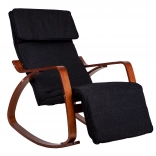 Fauteuil à bascule avec repose-pied réglable et accoudoirs en bois de ModernHome