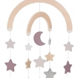 Mobile suspendu en bois Étoiles violettes