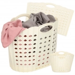 Panier à linge pliable avec poignées, crème