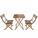 Ensemble de meubles de jardin en bois d'acacia – table et 2 chaises