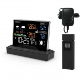 Station météo sans fil rétroéclairée avec écran LCD couleur, capteur extérieur, thermomètre, baromètre et horloge radio-pilotée