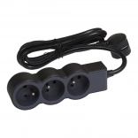 Rallonge avec 3 prises, 3 m, noire