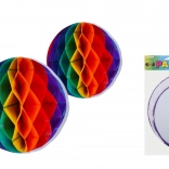 Boules en papier colorées à suspendre 30 et 25 cm