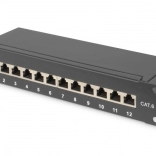 Panneau de brassage 10" 12 ports CAT6 S/FTP 1U avec gestionnaire de câbles – noir