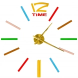 Horloge murale adhésive DIY à diamètre réglable, aiguilles dorées, repères colorés