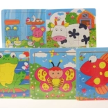 Puzzle en bois animaux sur plateau