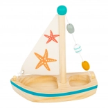 Voilier en bois Small Foot avec étoiles de mer pour jeux d'eau