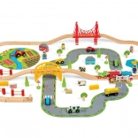 Circuit de train en bois avec route rurale de Bigjigs Rail