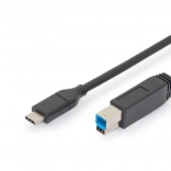 Câble de connexion USB 3.0 type C vers B, SuperSpeed 5 Gbit/s, Power Delivery, 1,8 m, noir