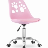 Chaise pivotante rose en similicuir avec base chromée
