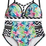 maillot de bain deux pièces femme taille haute, push‑up – taille S