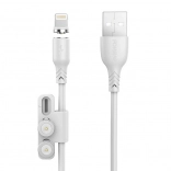 Câble de charge magnétique 3‑en‑1 FONENG X62, USB vers USB‑C / Lightning / Micro USB, 1 m, blanc