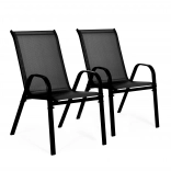 Ensemble de 2 chaises de jardin pour terrasse et balcon, noir