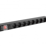 Multiprise PDU rack Lanberg 19″, 1U, 16 A, 8× Schuko, 2 m, noir