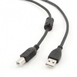 Câble USB 2.0 A–B 4,5 m avec noyau de ferrite, contacts plaqués or