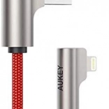 Câble USB - Lightning en nylon rouge 2 m avec angle de 90 degrés