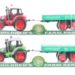 Tracteur en plastique avec volant d’inertie et remorque 32 cm